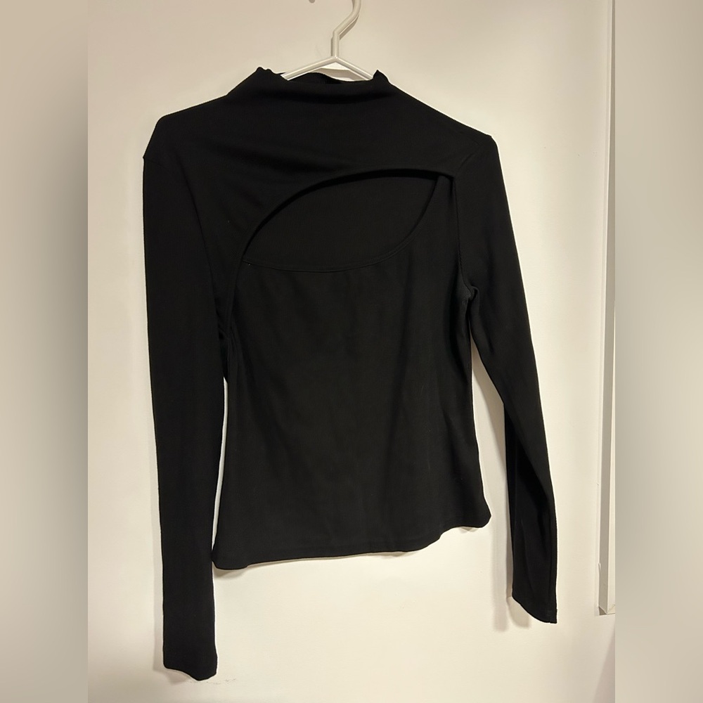 SHEIN Black Cutout Long Sleeve Blouse